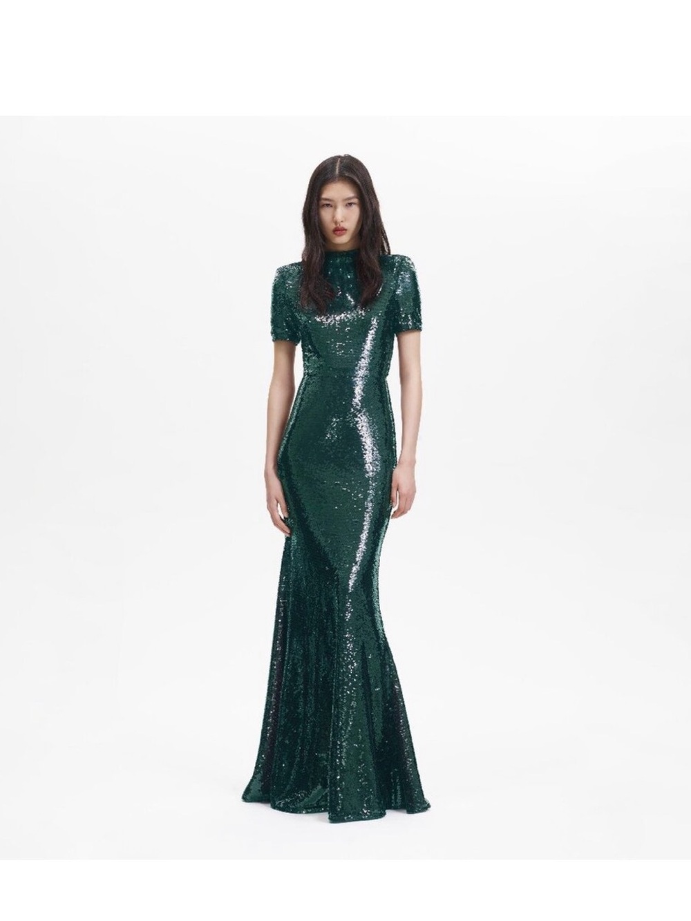 Self Portrait Teal Sequin Maci Gown- 2